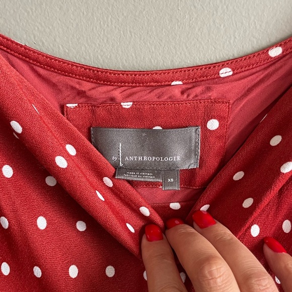 Anthropologie Red and White Polka Dot Dress - Picture 2 of 6